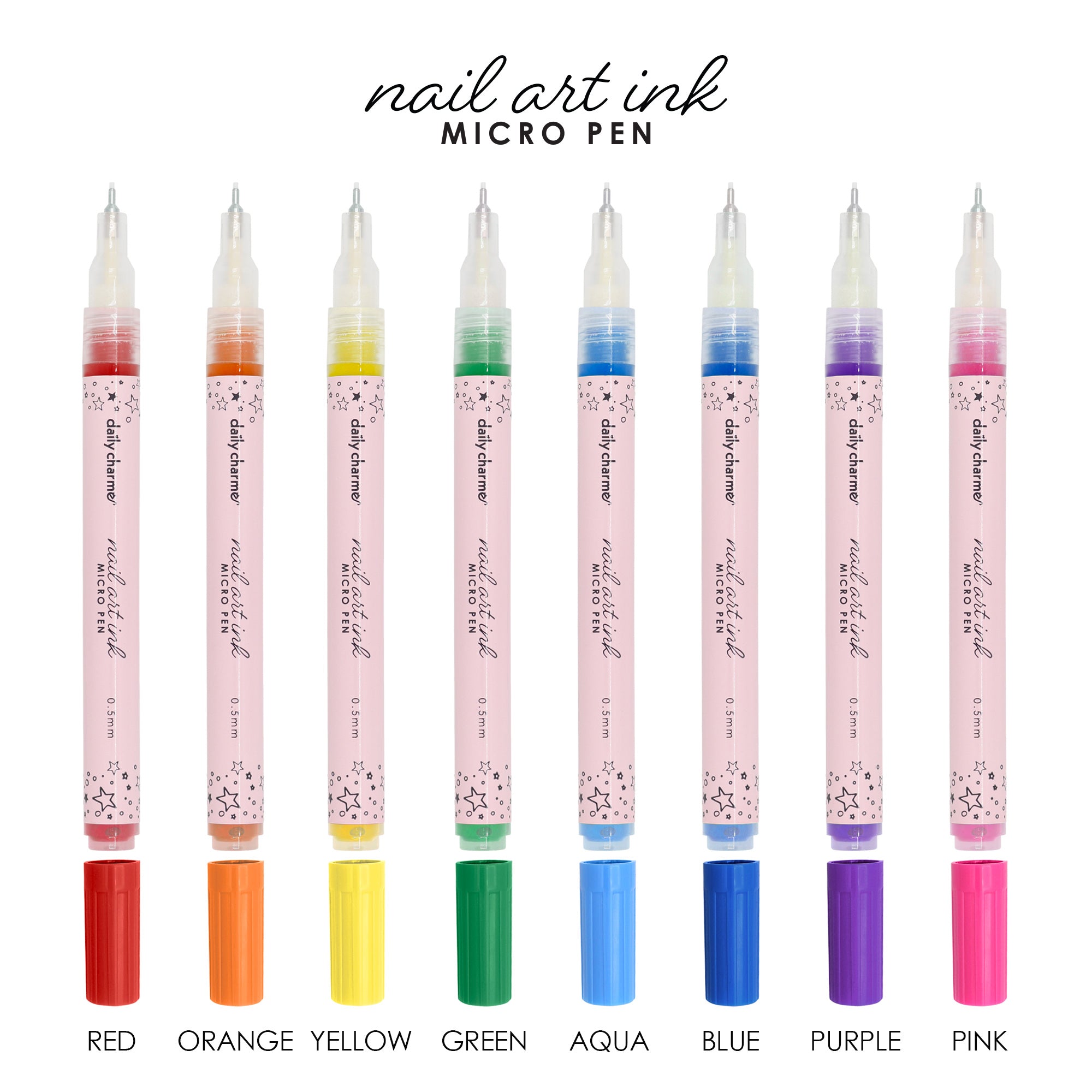 Nail Art Ink Micro Pen / Rainbow Collection / 8 Colors 0.5mm Fine Point –  Daily Charme